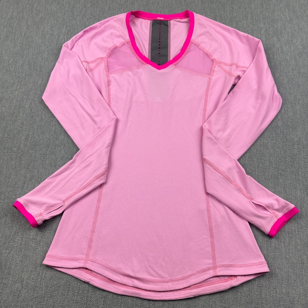 Lululemon Shirt Womens 2 Heathered Pink Pace Pusher Long Sleeve Athletic Yoga